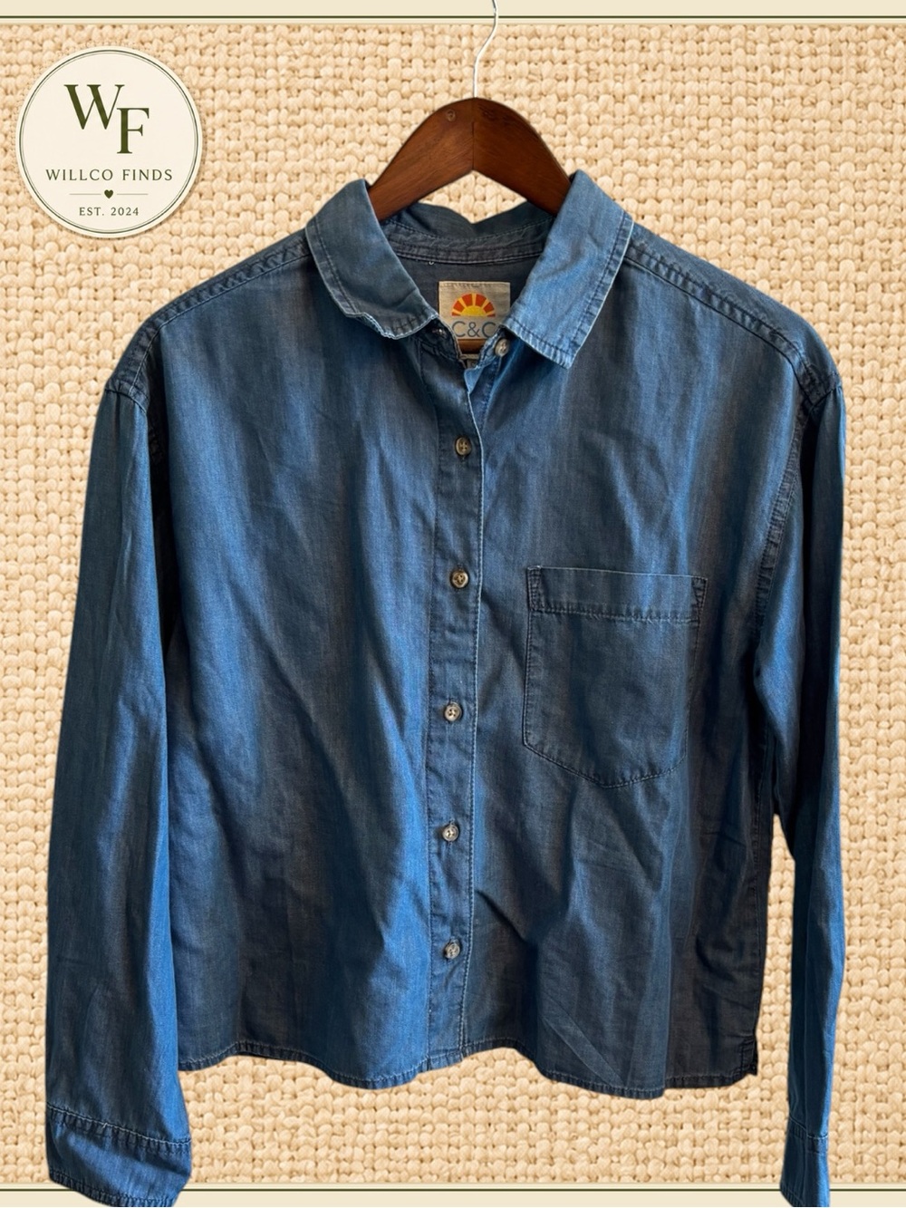 C&C California Chambray Button Down Shirt Women’s Medium Blue Lyocell Cotton